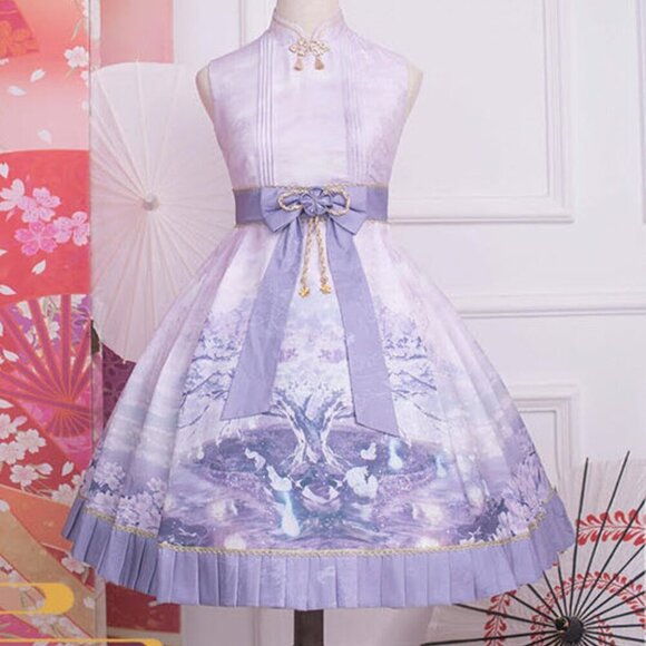 QI LOLITA DRESS 1/XXS Taobao IchigoMikou Fantastic Night JSK Lavender Purple NWT - Picture 2 of 16
